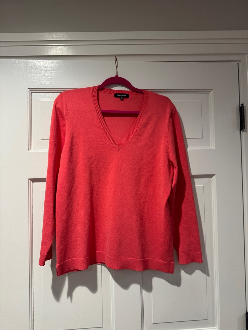 Bright Coral V-Neck Sweater